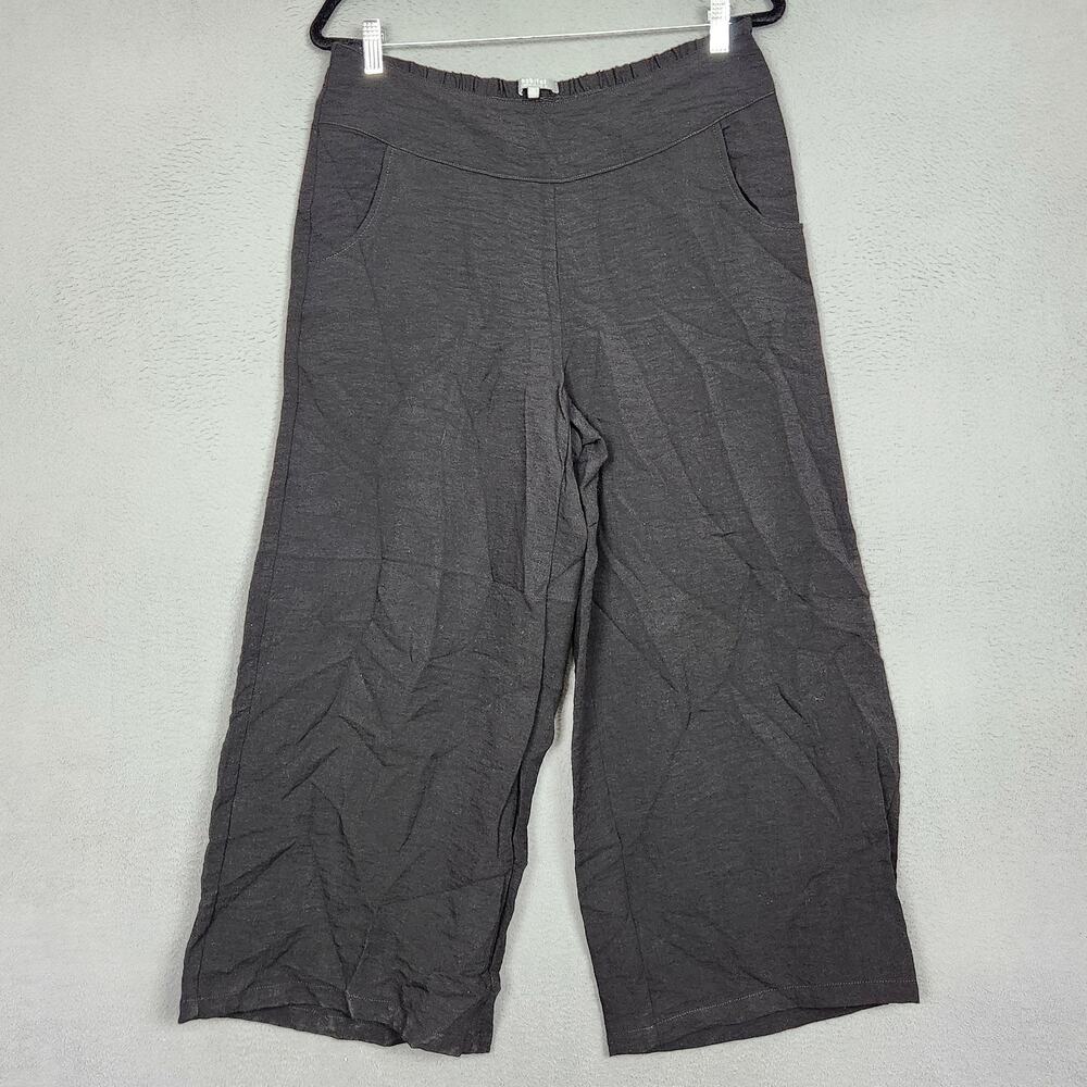 Habitat Pants Womens Medium Black Crop Wide Leg Pull On Pockets 32x25 30667